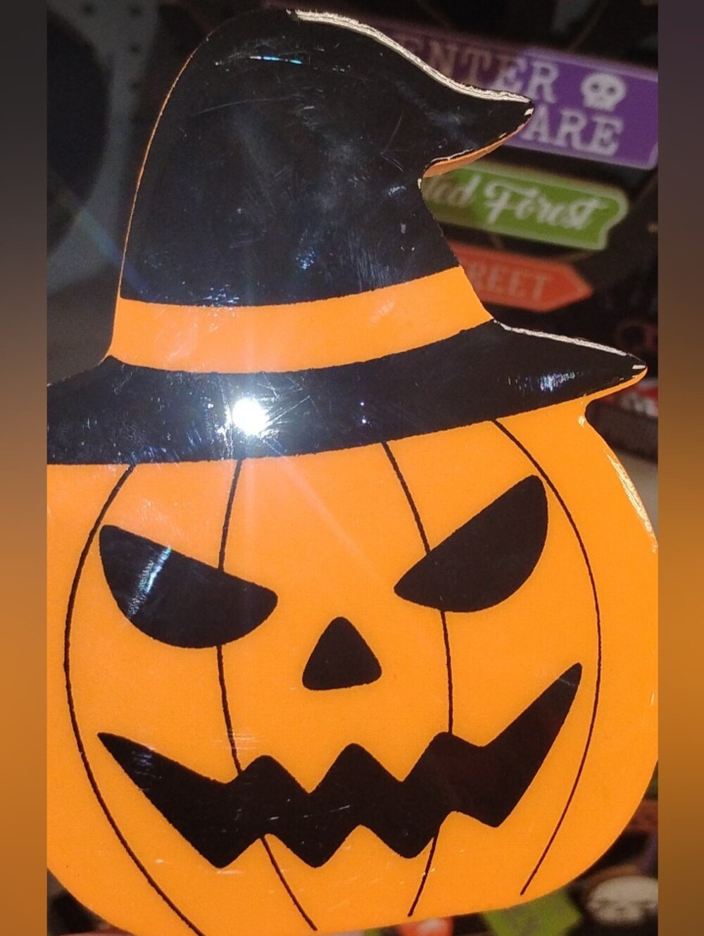 Halloween Pumpkin Witch Hat decor - Orange and Black